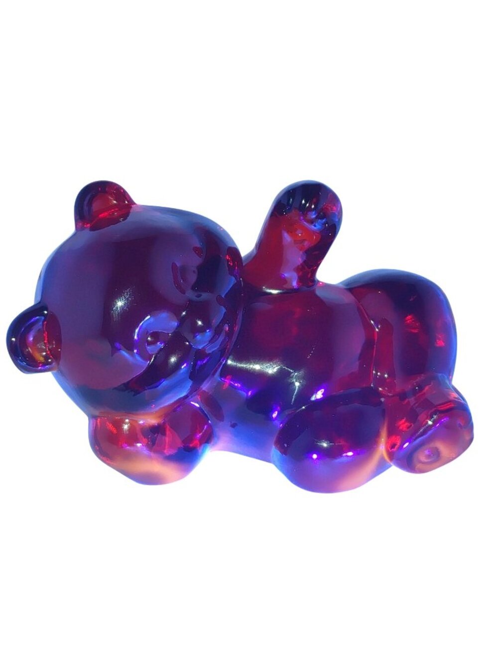Fenton Art Glass Reclining Bear FUV Reaction igurine Ruby Red Glass 5233 RU